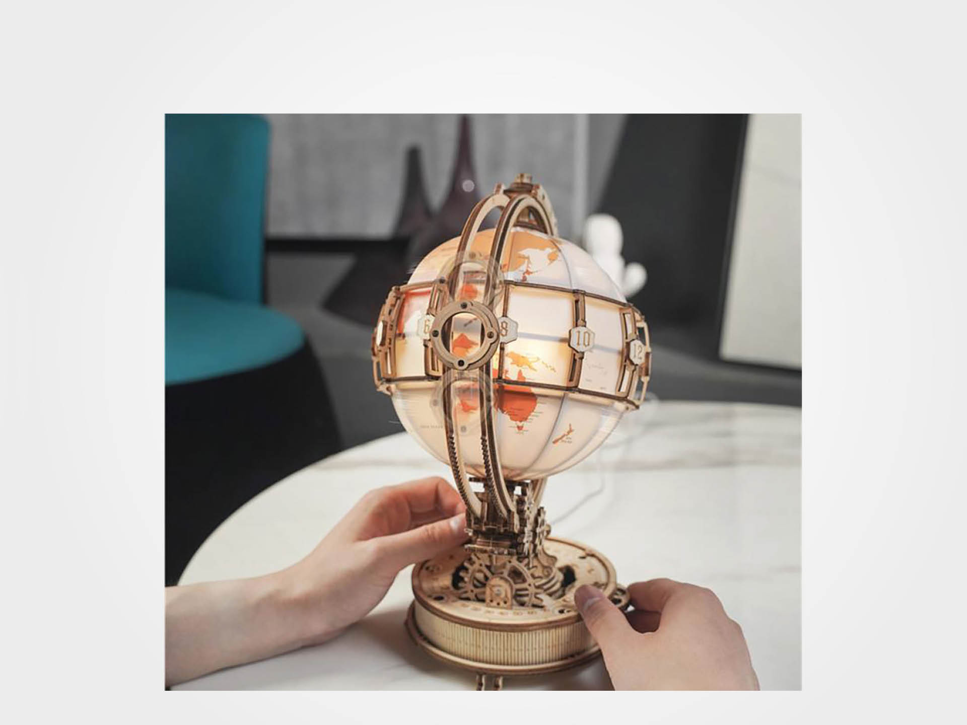 3D-Holzpuzzle, Globus, beleuchtet