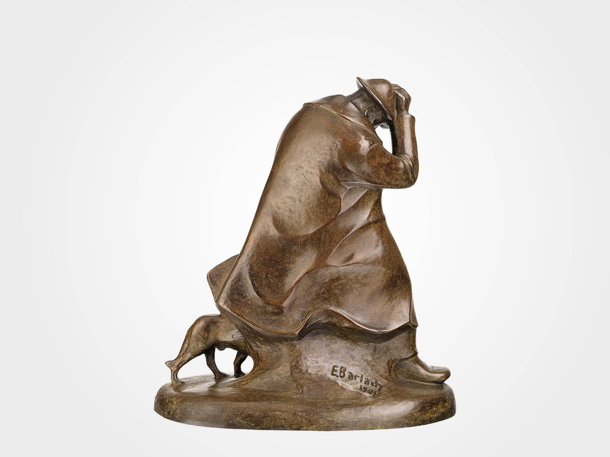 Ernst Barlach: Skulptur "Schäfer im Sturm" (1908), Reduktion in Bronze