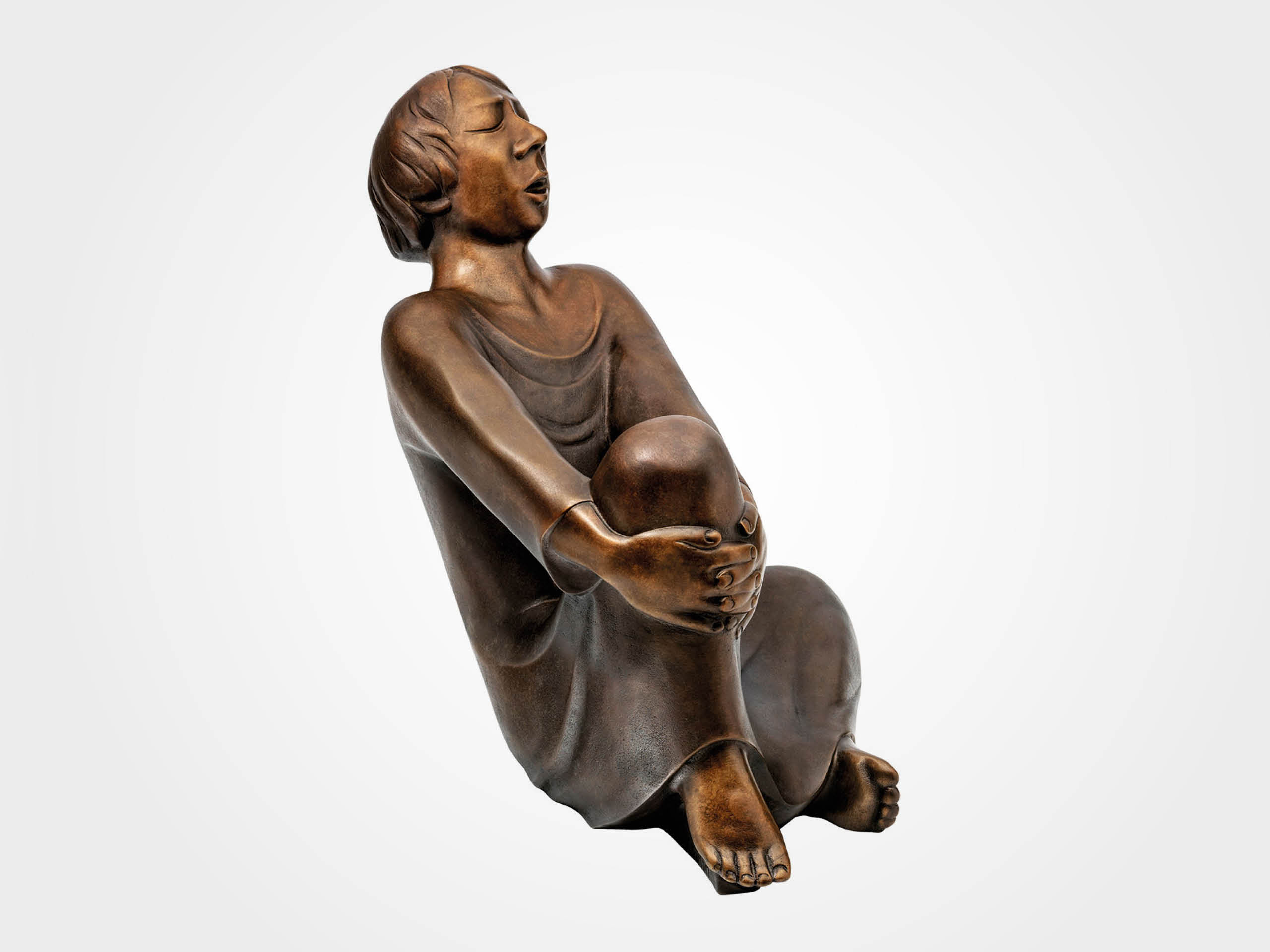 Ernst Barlach: Skulptur "Der singende Mann" (1928), Reduktion in Bronze, Höhe 34 cm