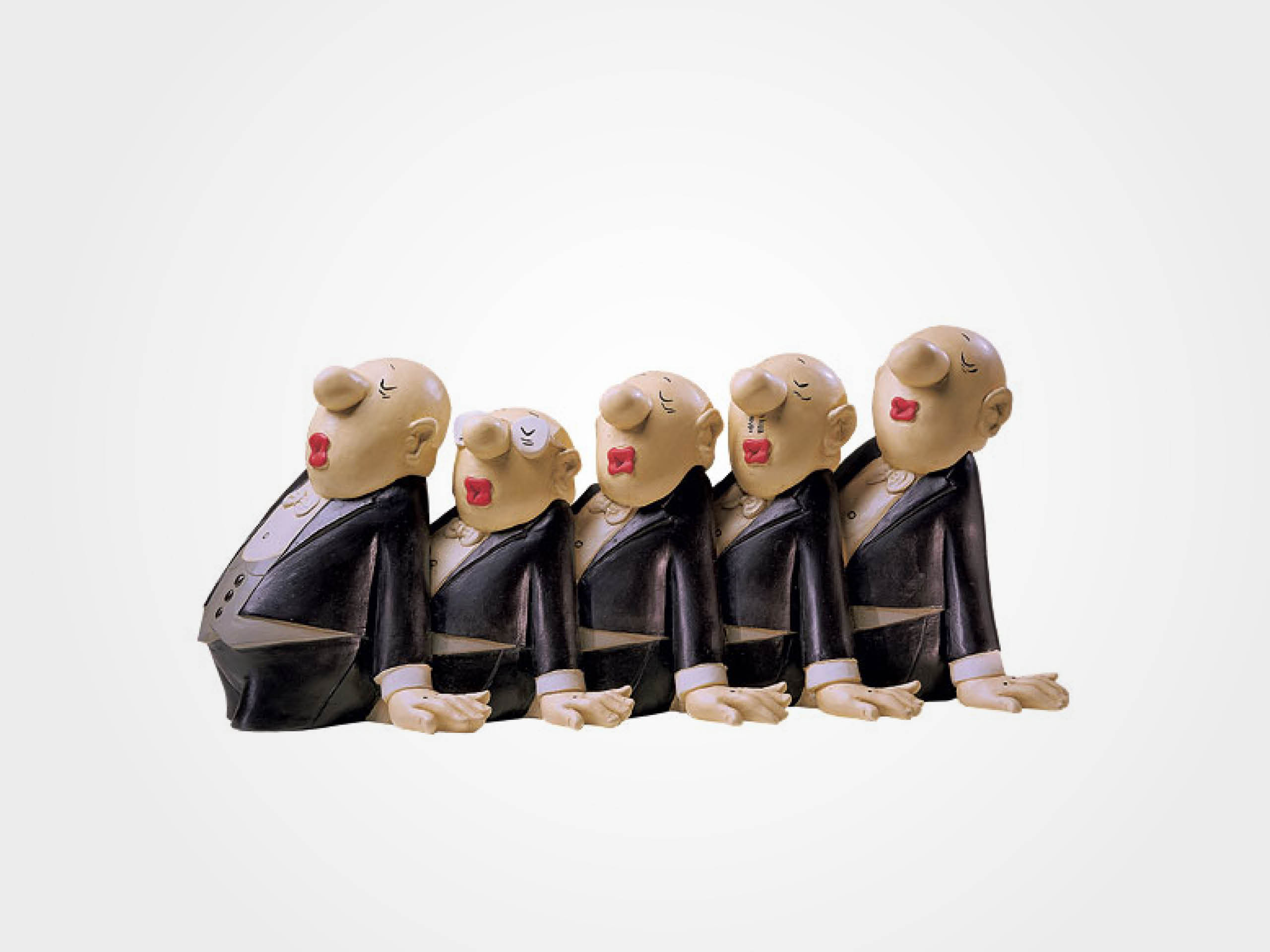 Loriot: Skulptur "Comedian Harmonists", Version in Kunstguss handbemalt