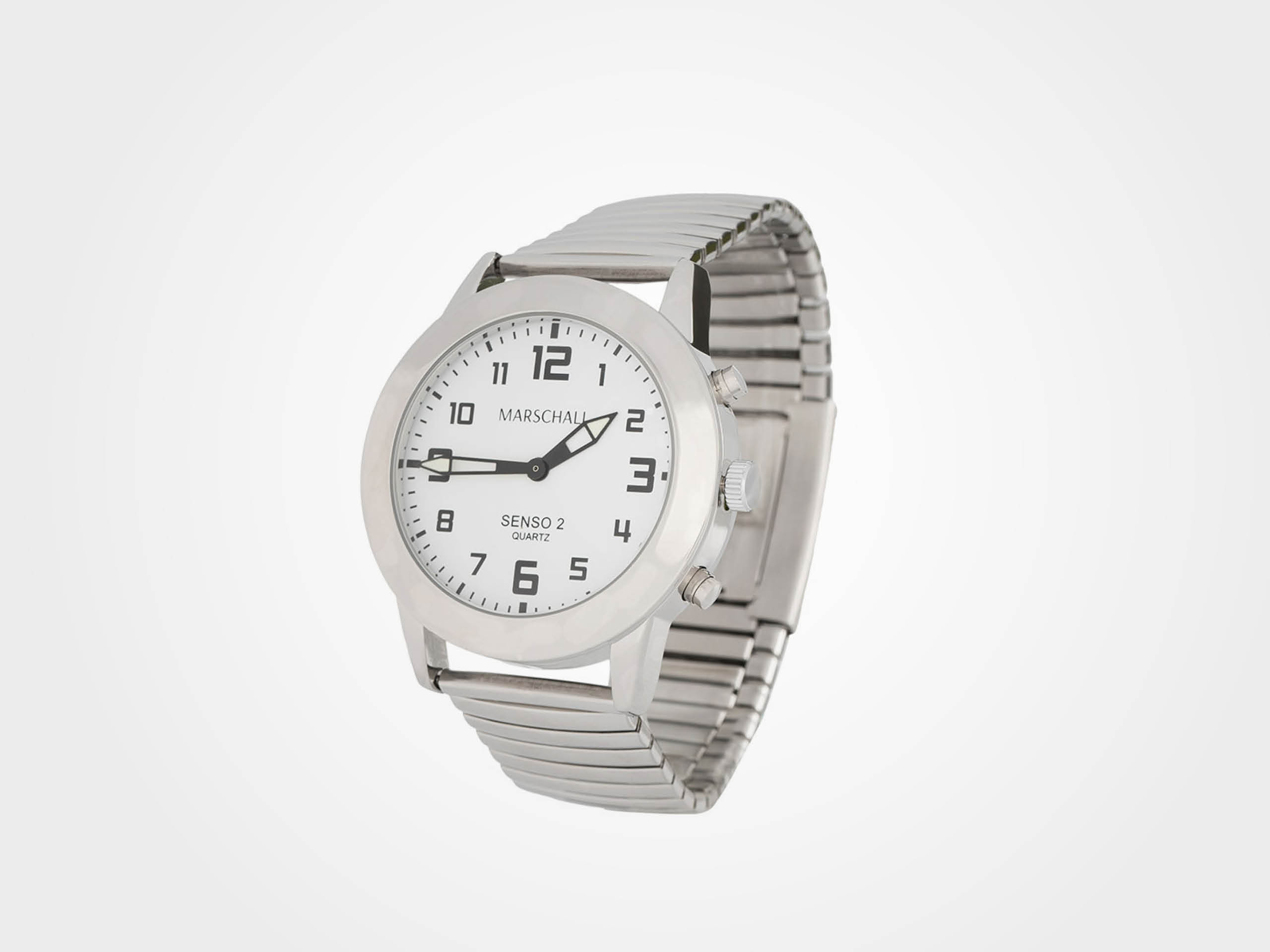  Sprechende Herren-Armbanduhr, Metallarmband