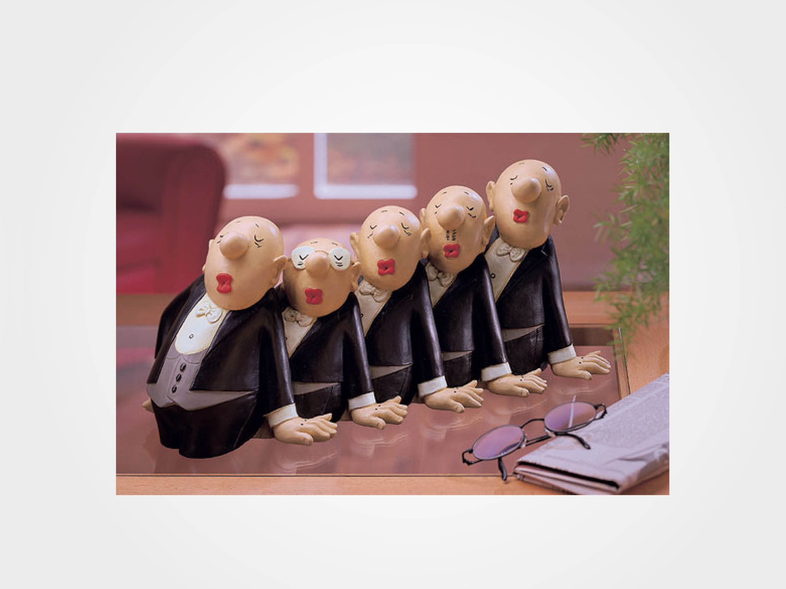 Loriot: Skulptur "Comedian Harmonists", Version in Kunstguss handbemalt